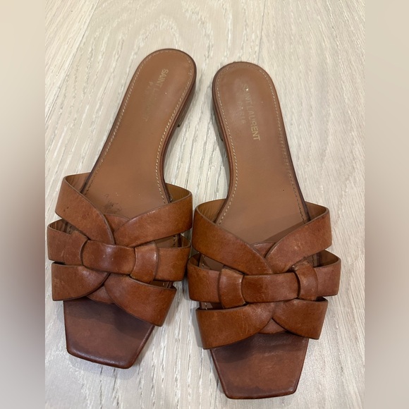 Yves Saint Laurent Tribute Woven Flat Sandal 39.5 - Picture 1 of 7